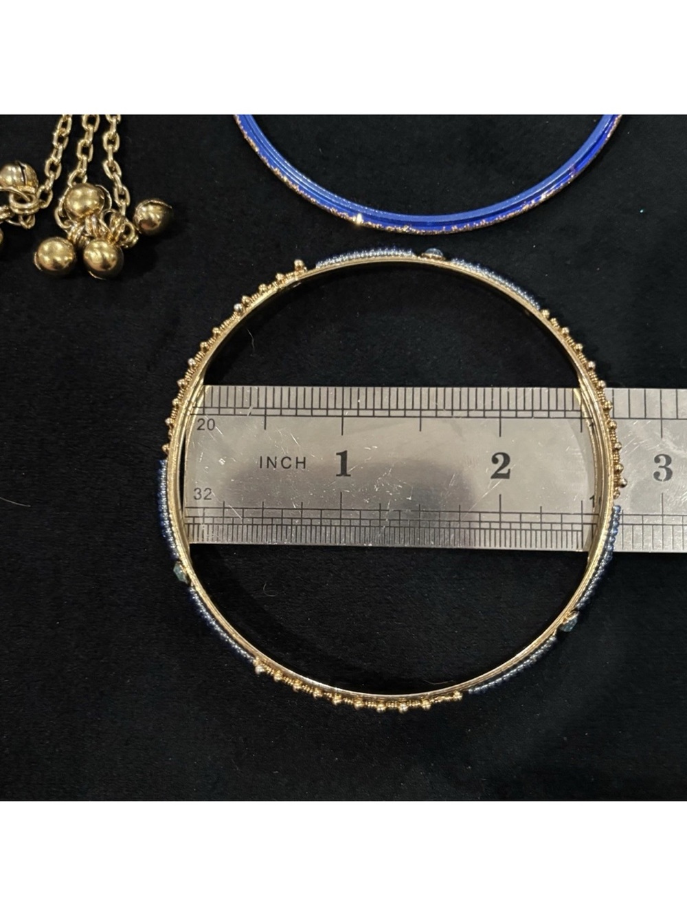 Gold & Royal Blue Beaded Multi-Strand Bracelet set Women Jewelry - Picture 5 of 8